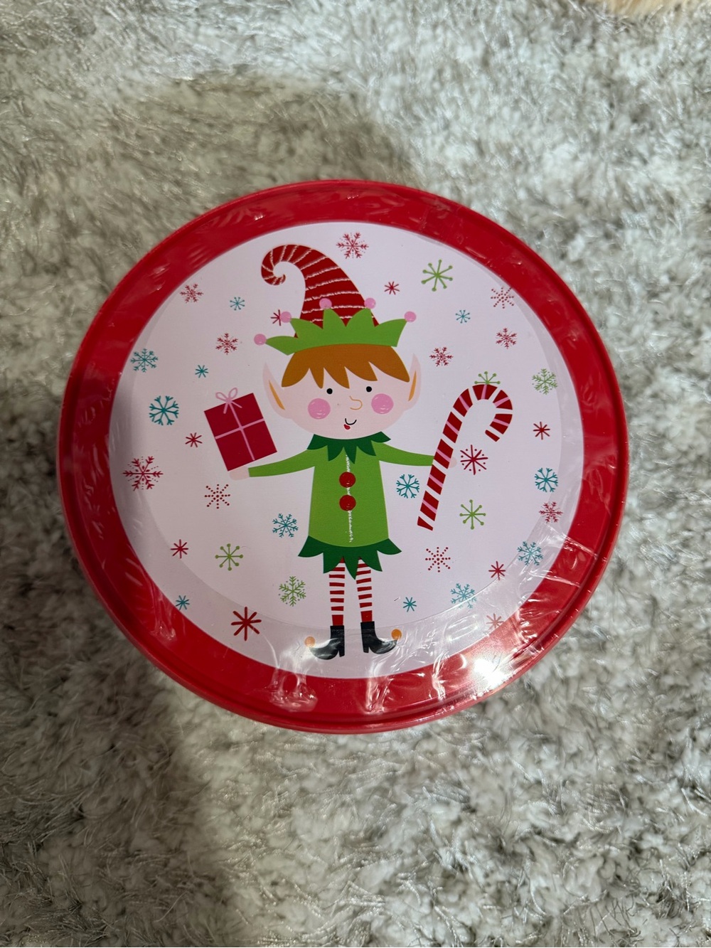 Holiday Red Elf Cookie Tin